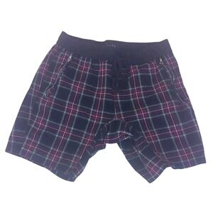 PacSun Los Angeles Flannel Plaid Shorts M 31x8.5 Elastic Waist Zip Pockets